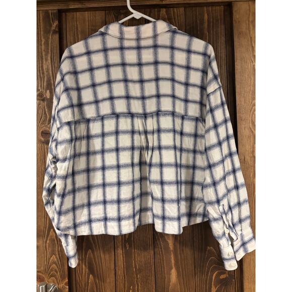 Madewell Cropped Boxy Plaid Flannel XL - Picture 2 of 5